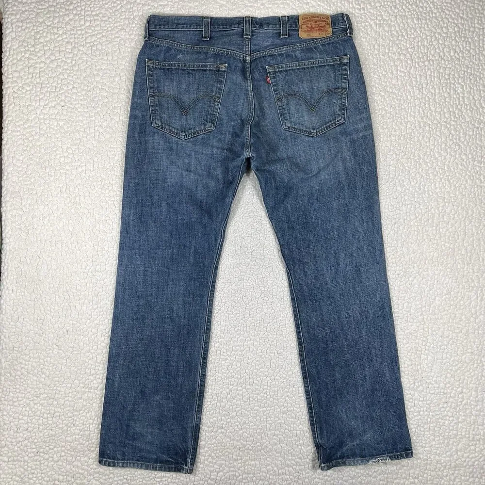 Levi’s 501 Jeans‎ Men’s 38x32 Blue Straight Leg Button Fly Grunge Y2K Skater